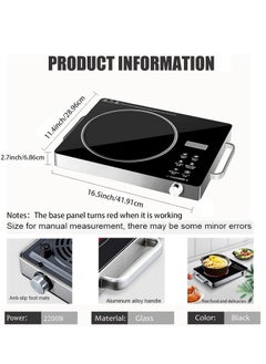 Electric Heating Plate, infrared cooker, 2200W Double Crystallite Glass Plates Ceramic Hot Plate Cooker, Portable Electric Stove with Variable Temperature Touch Control, Over Heat Protection,Black - pzsku/ZB8017F7A12314BFE4081Z/45/_/1736224073/32c8d3f3-9001-4b9f-8622-5b3f816a35ea