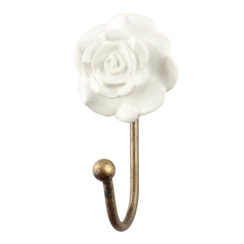 Indian-Shelf IndianShelf Ceramic Wall Hangings White Wall Hangers Rose Flower Wall Hooks Dress Holder Multifunctional Hangers for Clothes Hook for Bathroom Cloth Hanger Door Hanger Robe Hooks 1 Pack5  - Image 1