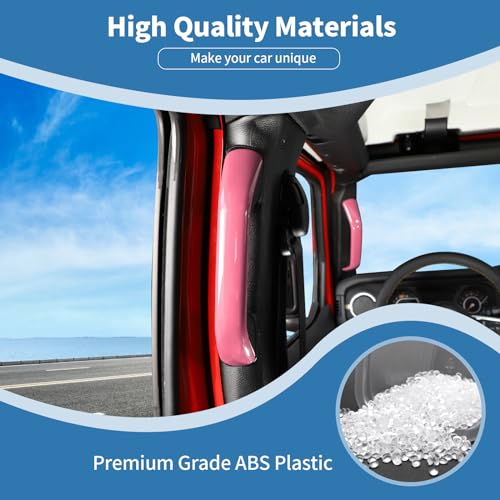 PDKLIN for 2024 Jeep JL AB Pillar Grab Handle Trim Cover Compatible with Jeep Wrangler JL JLU Gladiator JT 2024 Pink Interior Accessories 4 pcs - Image 3