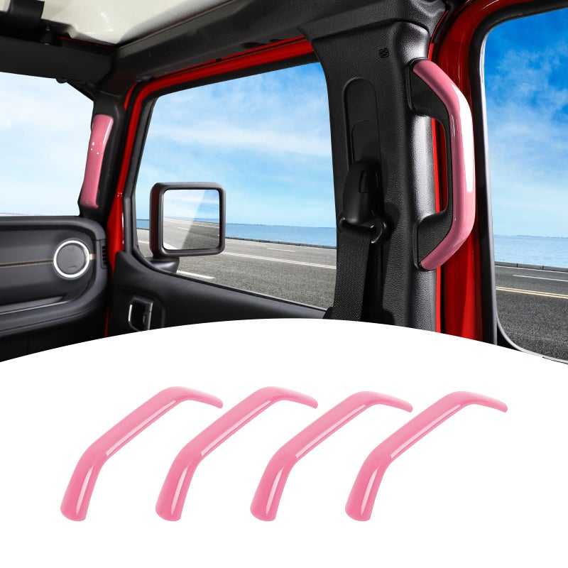 PDKLIN for 2024 Jeep JL AB Pillar Grab Handle Trim Cover Compatible with Jeep Wrangler JL JLU Gladiator JT 2024 Pink Interior Accessories 4 pcs - Image 2