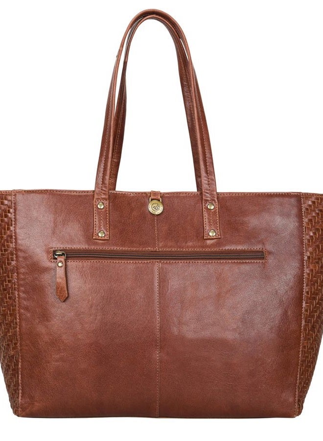 ANTONIO VALERIA Avery Braided Redwood Leather Tote/Top Handle Shoulder Bag for Women - Image 3