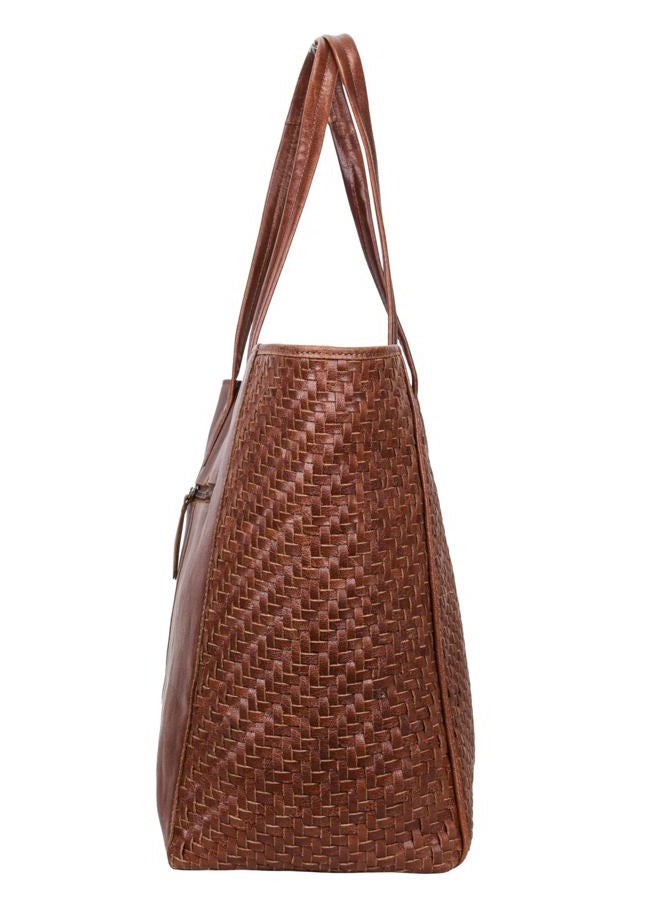 ANTONIO VALERIA Avery Braided Redwood Leather Tote/Top Handle Shoulder Bag for Women - Image 4