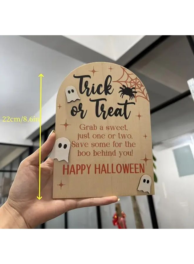 Teal Pumpkin Sign With 3d Spider Design Artificial Wood Trick Or Treat Decor For Halloween Indoor Outdoor Use Allergy Friendly Style A - Image 2