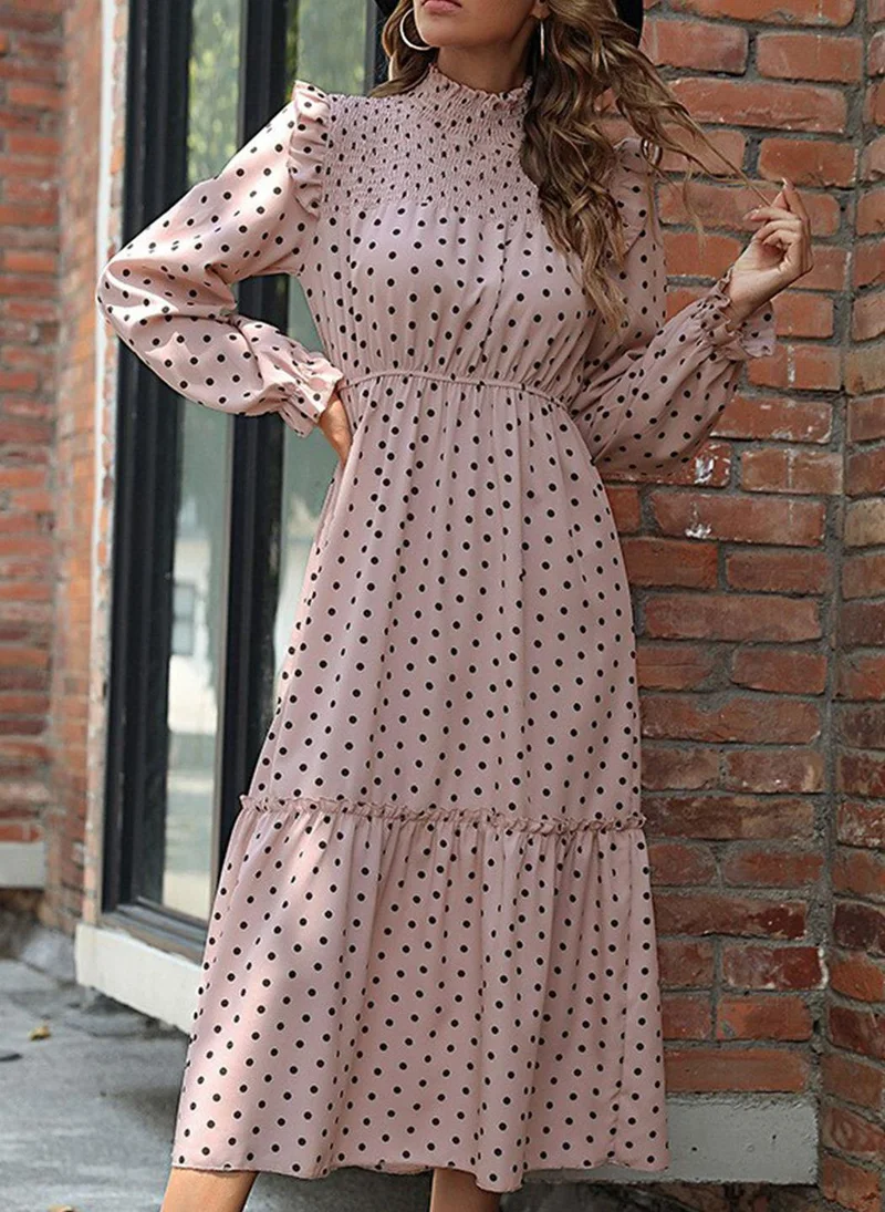 يونيكي Peacch Polka Dots Print Fit and Flare Dress