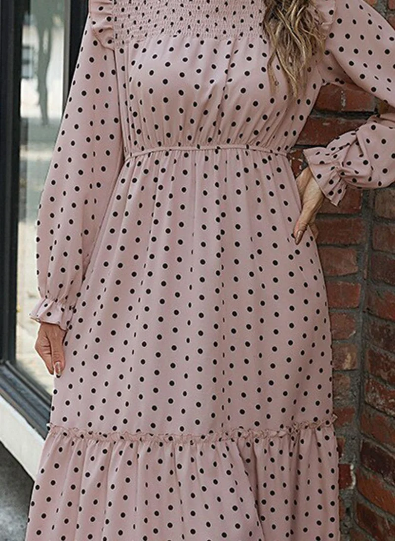 يونيكي Peacch Polka Dots Print Fit and Flare Dress