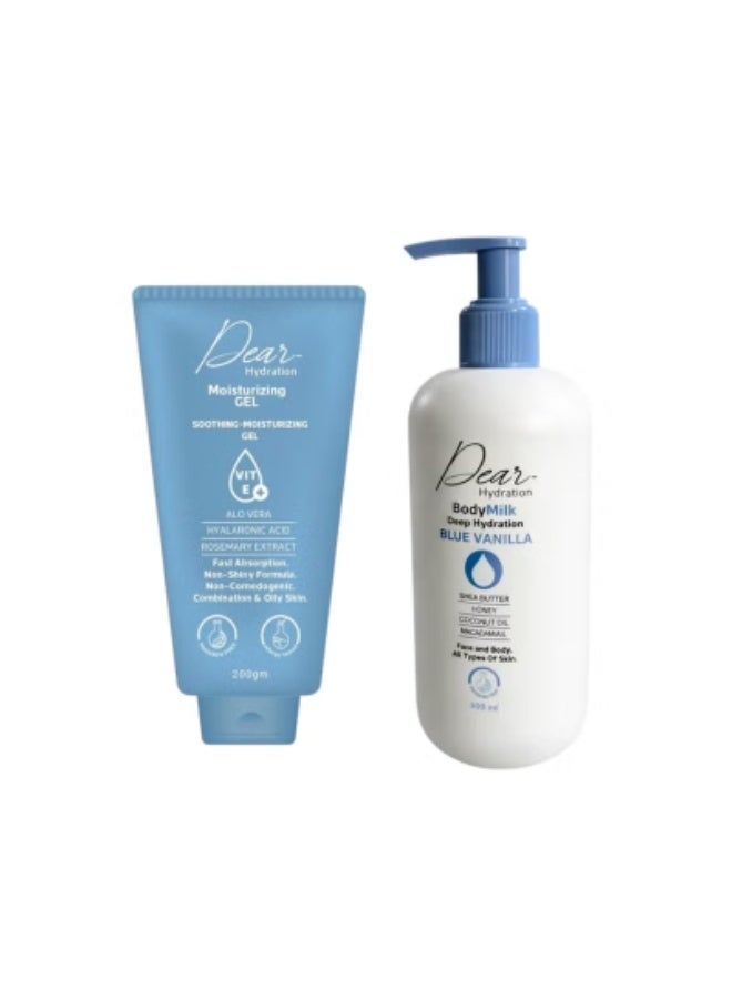 DEAR English: DEAR Hydration Moisturizing Gel 200 g + DEAR Hydration Body Milk Deep Hydration Blue Vanilla 300 ml - Image 1