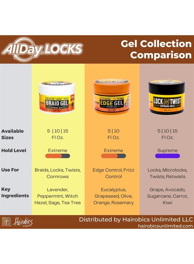 AllDay Locks Braid Gel | Extreme Hold, Smooths & Tames Frizz | No Flaking or Drying | High Shine, Long Lasting for Braids, Locks, Twists, Cornrows | 5 oz, 2-pack - Image 2