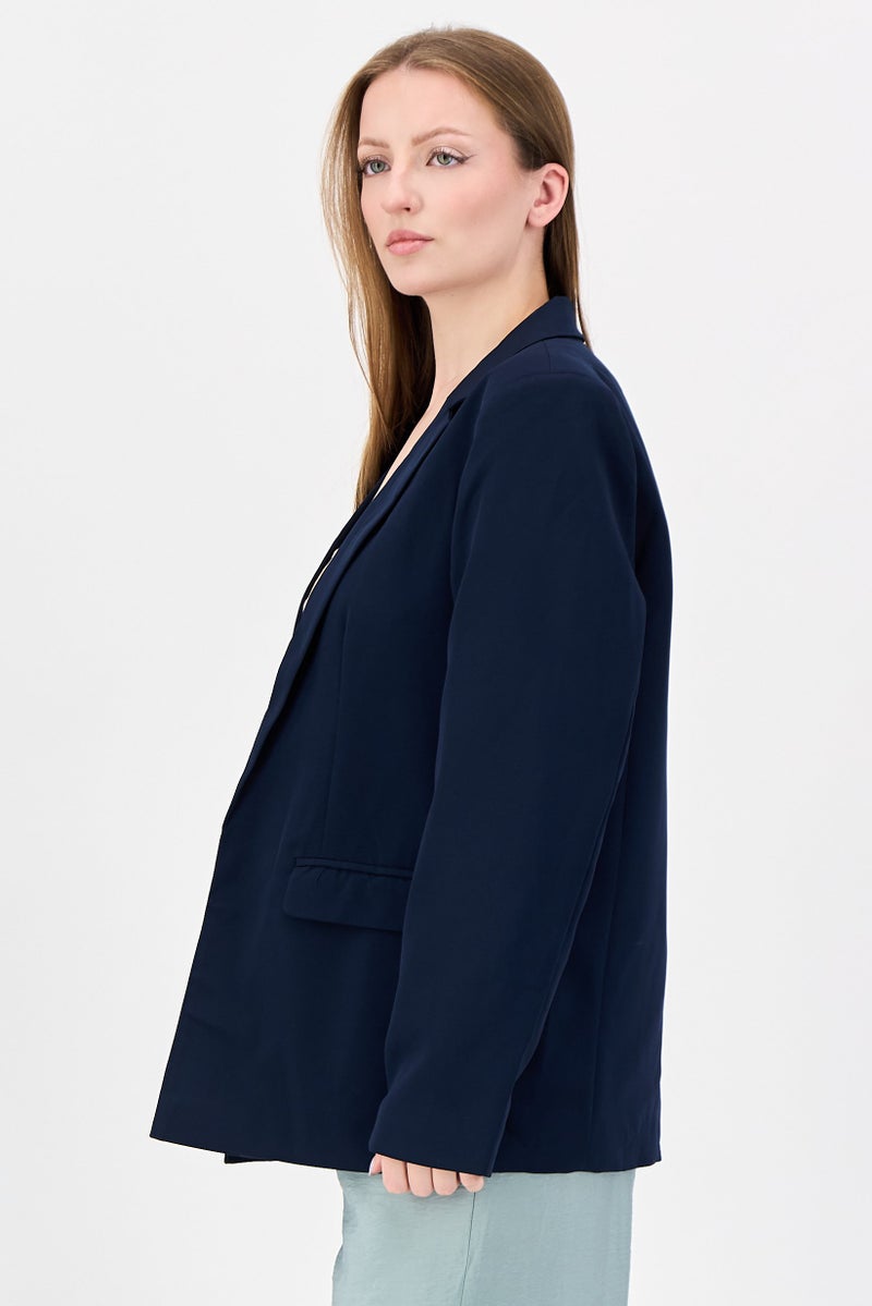 Fire & Glory Women Regular Fit Solid Casual Blazer, Navy - Image 2