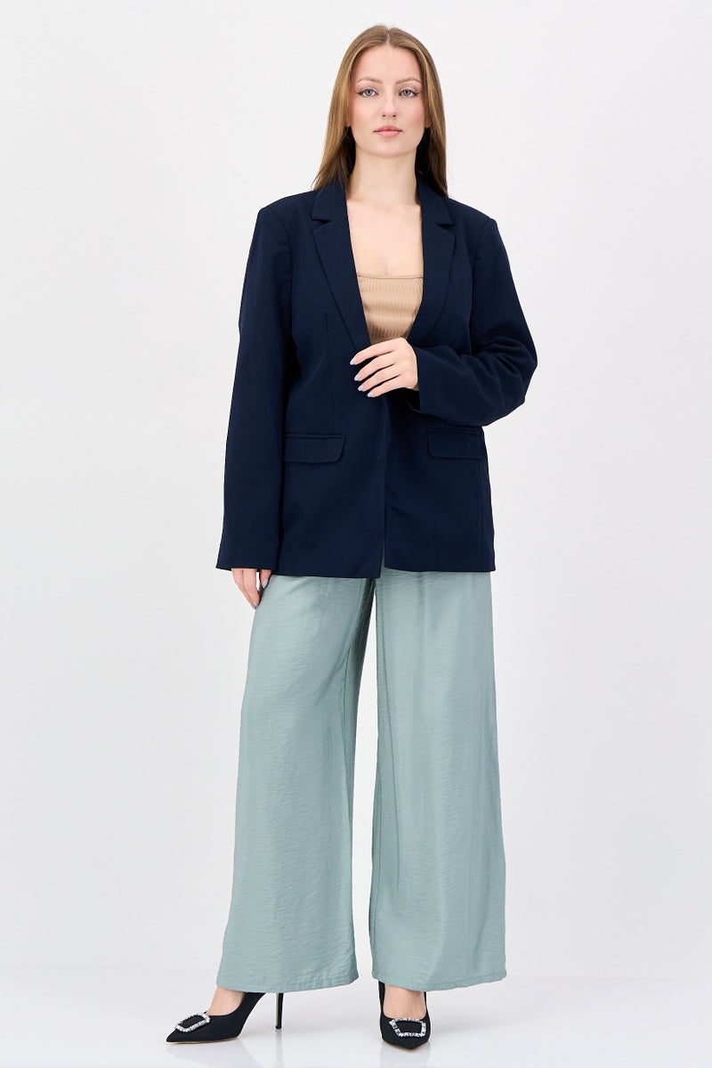 Fire & Glory Women Regular Fit Solid Casual Blazer, Navy - Image 4