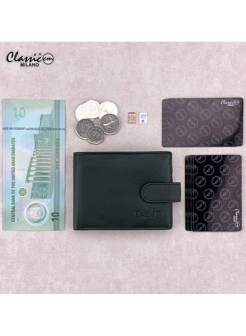 Classic Milano Green (GTF-07-EM) Classic Milano Men’s Wallet – Slim Bifold Leather Wallet for Men with RFID Blocking, Multiple Card Slots & Middle Zip – Stylish Mens Purse Wallets Gift for Husband, Father for Men | Best Price UAE
