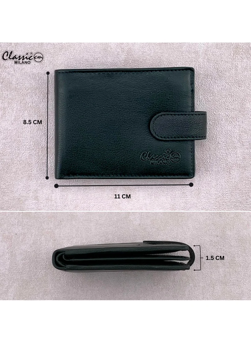 Classic Milano Green (GTF-07-EM) Classic Milano Men’s Wallet – Slim Bifold Leather Wallet for Men with RFID Blocking, Multiple Card Slots & Middle Zip – Stylish Mens Purse Wallets Gift for Husband, Father for Men | Best Price UAE