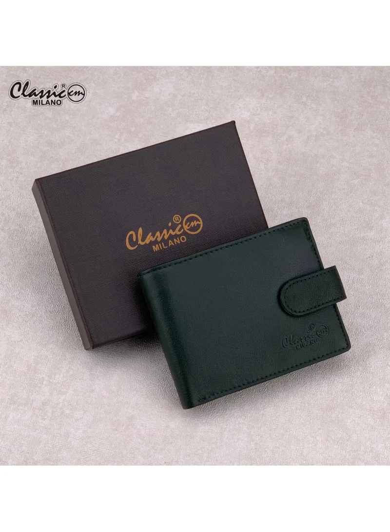 Classic Milano Green (GTF-07-EM) Classic Milano Men’s Wallet – Slim Bifold Leather Wallet for Men with RFID Blocking, Multiple Card Slots & Middle Zip – Stylish Mens Purse Wallets Gift for Husband, Father for Men | Best Price UAE
