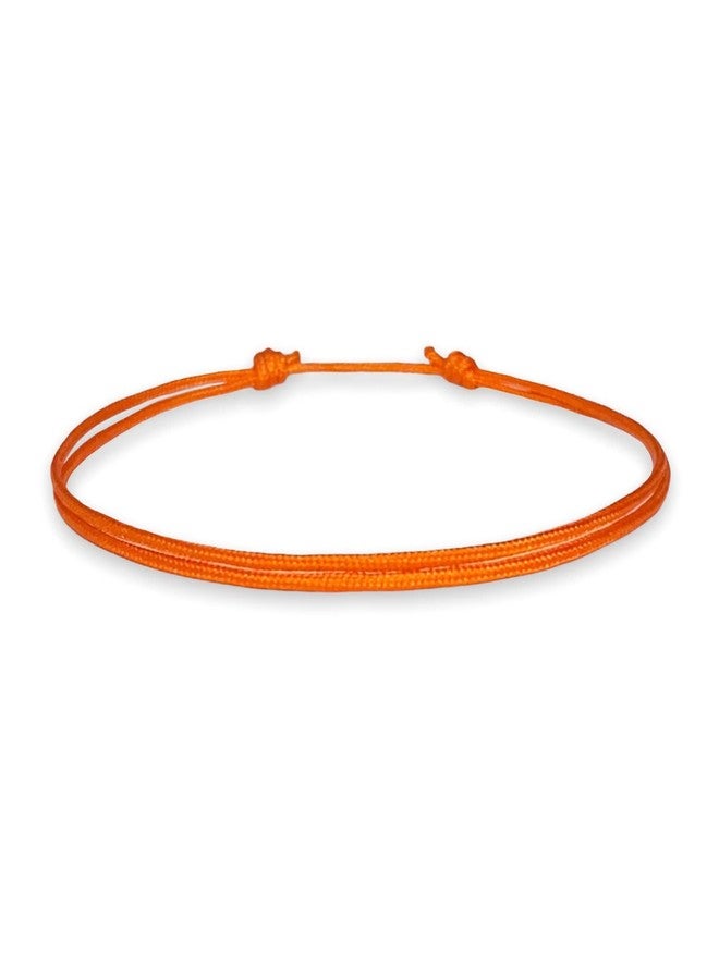 Luck Strings Thin Orange Cord Bracelet Adjustable Water-Resistant Nylon Surfer Friendship Bracelet for Men Women Teen Unisex Adult Summer Beach Accessory - Image 1