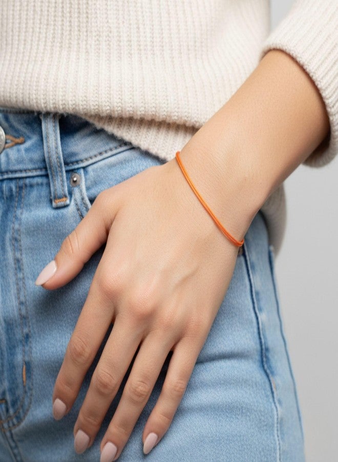Luck Strings Thin Orange Cord Bracelet Adjustable Water-Resistant Nylon Surfer Friendship Bracelet for Men Women Teen Unisex Adult Summer Beach Accessory - Image 3