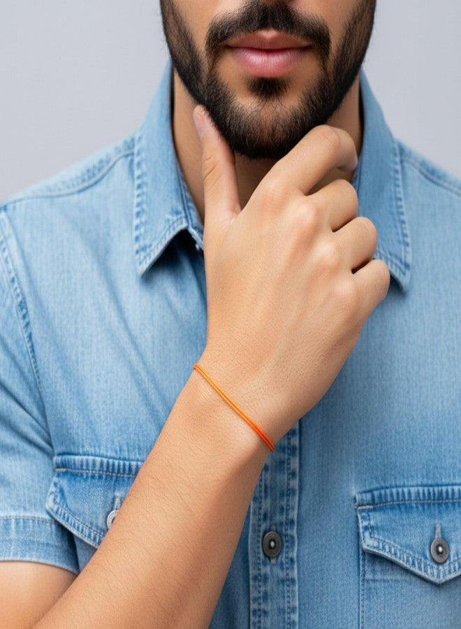 Luck Strings Thin Orange Cord Bracelet Adjustable Water-Resistant Nylon Surfer Friendship Bracelet for Men Women Teen Unisex Adult Summer Beach Accessory - Image 2