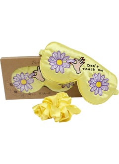 VIA K STUDIO Dream Sleep Mask - Women's Eye Pillow for Stress Relief, Premium Relaxation, Insomnia Alleviation, Total Light Blocking Sleep Mask, Includes Hair Scrunchies (Yellow) 
