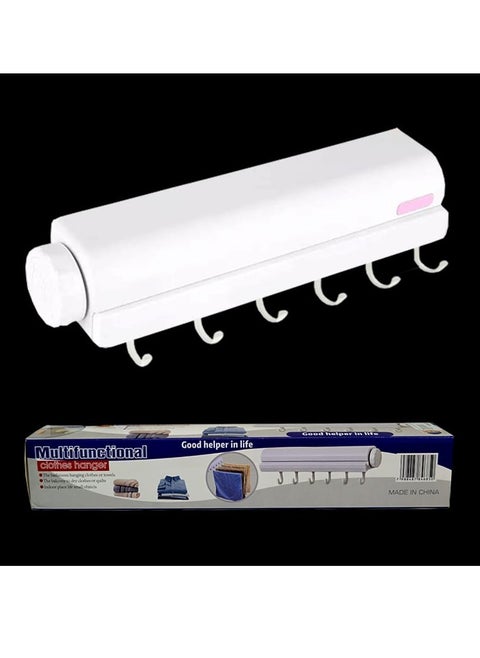 Automatic 5 Line Retractable Clothesline Clothes Dryer with 4 Bonus Hanging Hooks Instantly Adds Drying Space