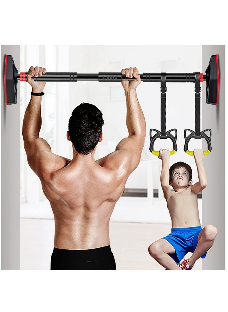 كرسي أرجوحة للأطفال، حلقات، حبل أرجوحة وقضيب سحب، مجموعة لياقة بدنية للأطفال (أصفر) - Image 4