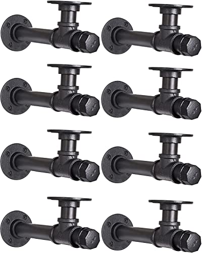 YCCO Pipe Shelf Bracket 7.8 inch 8 Pack Industrial DIY L Pipe Shelf Bracket for 7"-14" inch Wood Floating Shelf Vintage Look Rustic Home Pipe Decor, Included Accessorie - Image 1