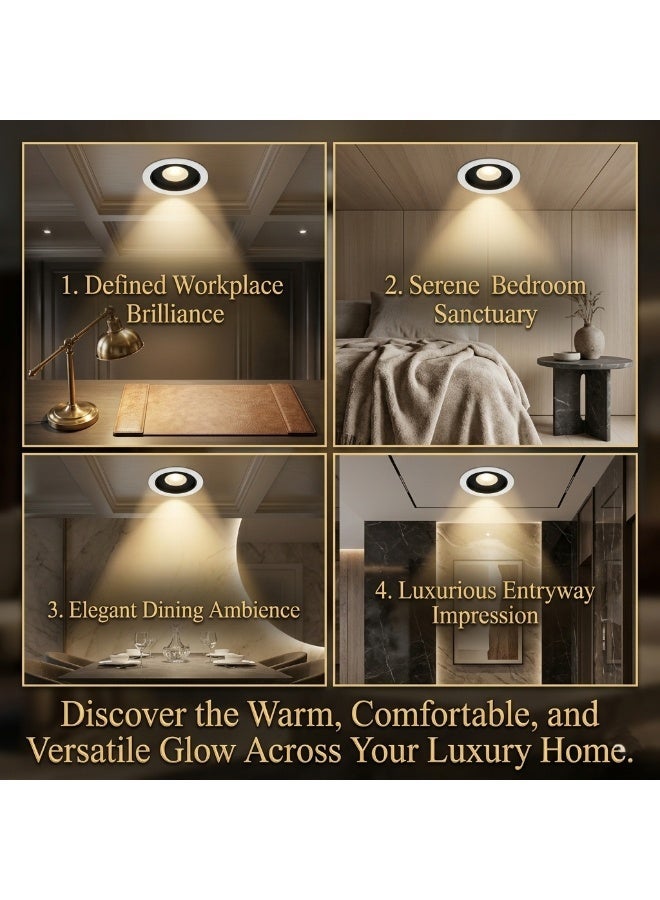 Alfriday Premium COB LED Recessed Spotlight, 3000K Warm White Ceiling Downlight, 455 Lumens, 60° Beam Angle, Flush Mount Accent Lighting for Luxury Home, Bedroom, Living Room & Office - Image 4
