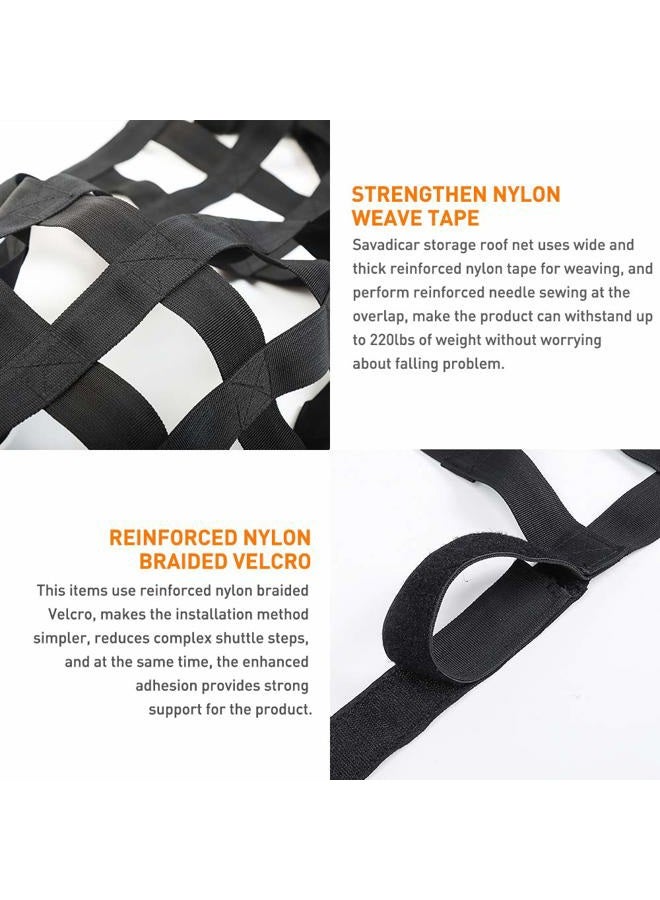 Savadicar Mesh Cargo Net Roof Top Netting Hammock for 1987-2022 Jeep Wrangler YJ TJ JK JL & Gladiator JT, Black - Image 5