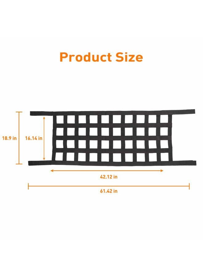 Savadicar Mesh Cargo Net Roof Top Netting Hammock for 1987-2022 Jeep Wrangler YJ TJ JK JL & Gladiator JT, Black - Image 4