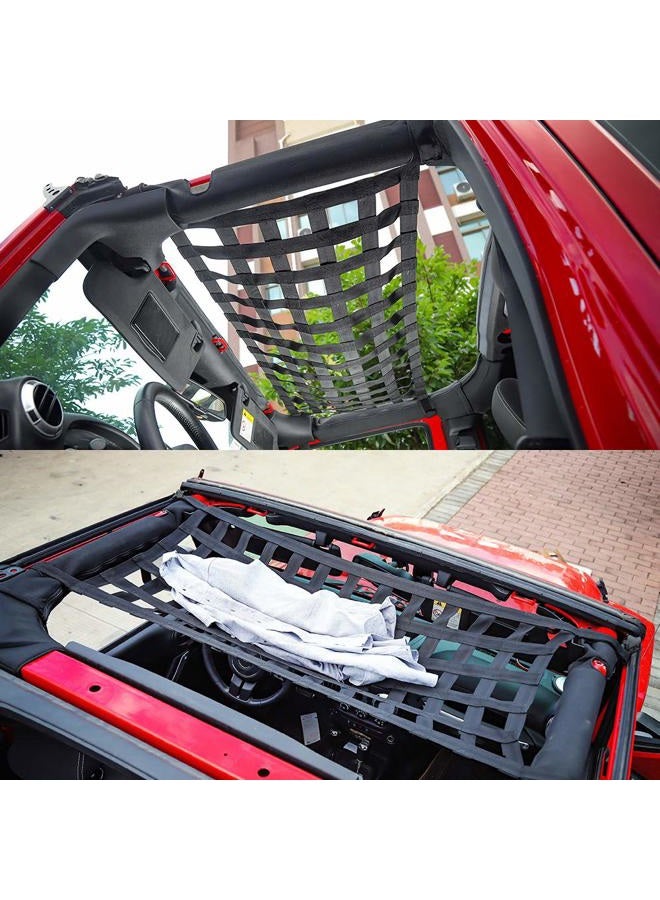 Savadicar Mesh Cargo Net Roof Top Netting Hammock for 1987-2022 Jeep Wrangler YJ TJ JK JL & Gladiator JT, Black - Image 3