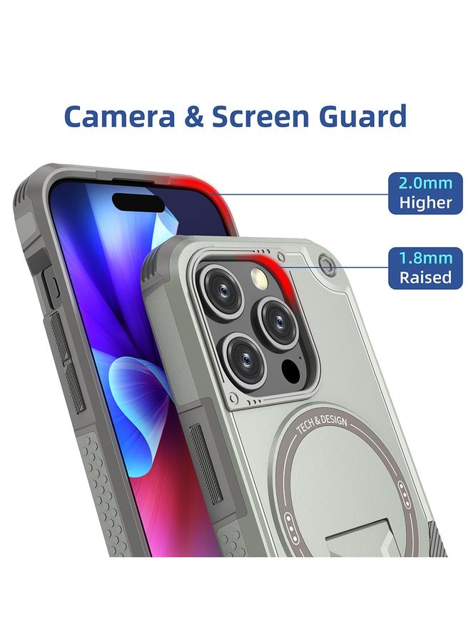 S-TOP Case For iPhone 14 Pro Armor Magsafe Holder PC Hybrid TPU Phone Case - Image 5