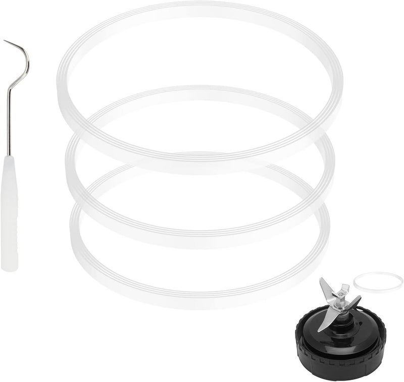 Feilifan 3 Pack Rubber Gaskets Replacement Seal White O-Ring for Ninja Pro Blender Replacement for Ninja BL660 1100w BL770 1500w BL663 BL740 BL773CO BL780 BL780CO (3.22 inch Gaskets) - Image 1