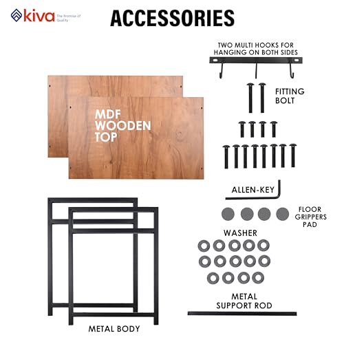 kiva Premium Microwave Oven Otg Stand For Floor Mount Kitchen Counter Toaster Organizer With Side Hooks For Floor Mount Kitchen Appliances Shelf For Storage_Black(2 Tiered Shelf Premium) - Image 4