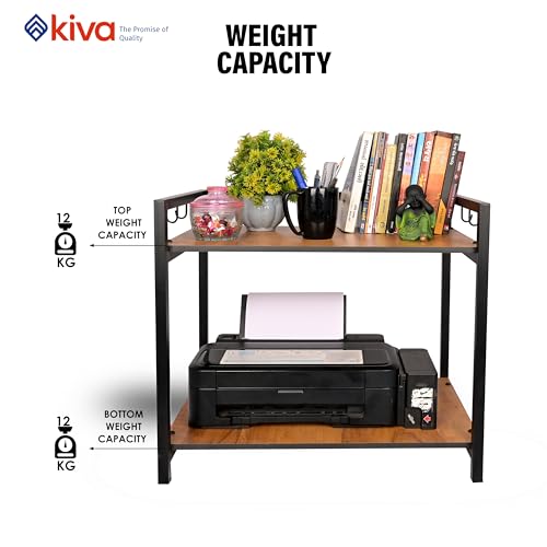 kiva Premium Microwave Oven Otg Stand For Floor Mount Kitchen Counter Toaster Organizer With Side Hooks For Floor Mount Kitchen Appliances Shelf For Storage_Black(2 Tiered Shelf Premium) - Image 5