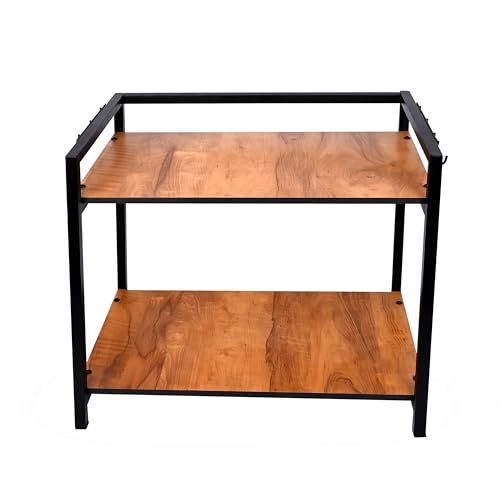 kiva Premium Microwave Oven Otg Stand For Floor Mount Kitchen Counter Toaster Organizer With Side Hooks For Floor Mount Kitchen Appliances Shelf For Storage_Black(2 Tiered Shelf Premium) - Image 1