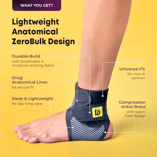 betterhood Premium Ankle Support with ZeroBulk Design for Gym, Sports, Day-long Use (Medium, UK 5–8, Pack of 2) | Foot Compression Brace for Sprains, Plantar Fasciitis | Adjustable Ankle Binder Foot Band - Image 3