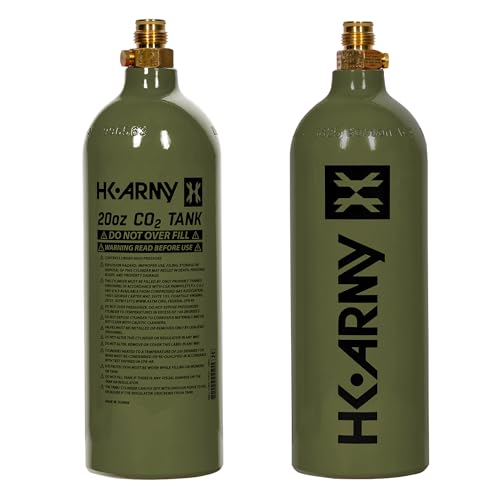 HK Army 20oz Aluminum CO2 Tank - High Pressure Compressed Air System for Paintball & Airsoft Gear - Olive - Image 2