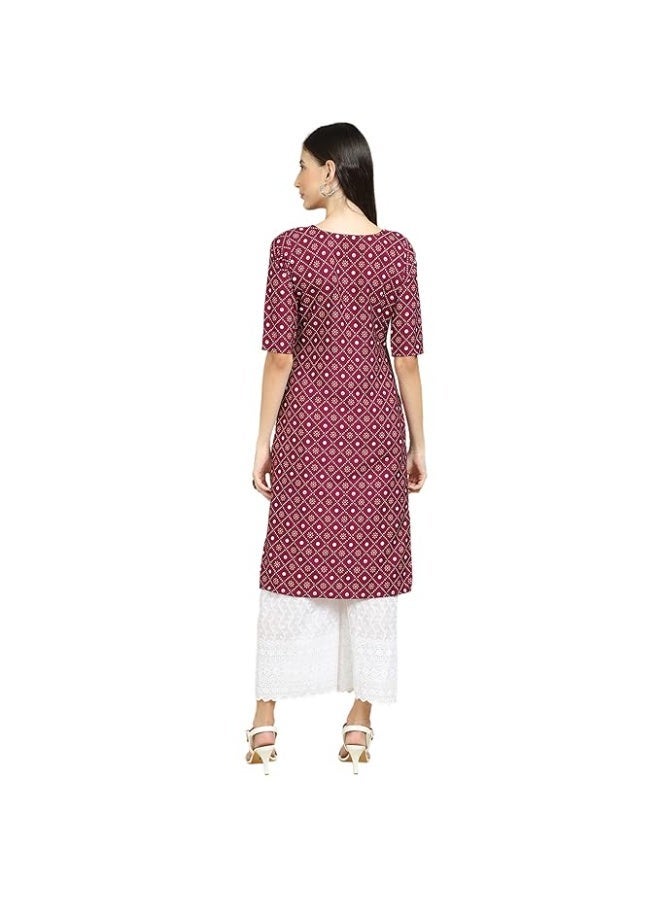 Pinkmint store Women's Crepe Print Straight Kurta [Pack of 4] M - Image 5