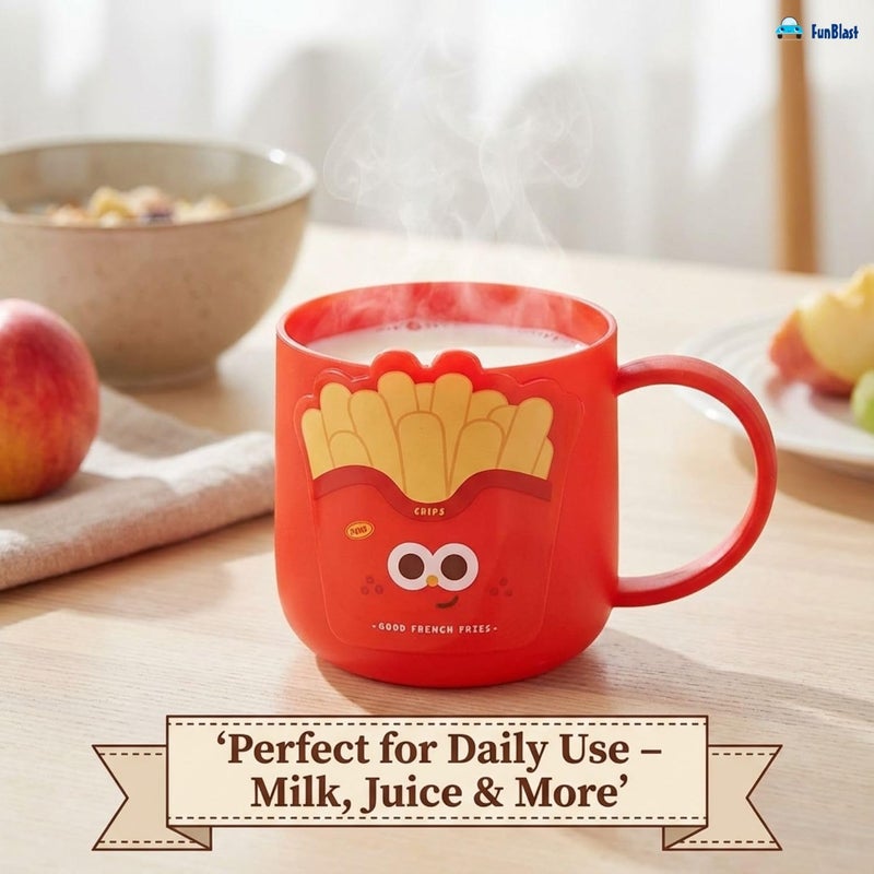FunBlast Milk Mug for Kids – 350 Ml; Unbreakable Mug for Kids, Milk Mugs for Kids Unbreakable - Milk Drinking Cup for Kids (GoodFrenchFries) - Image 2