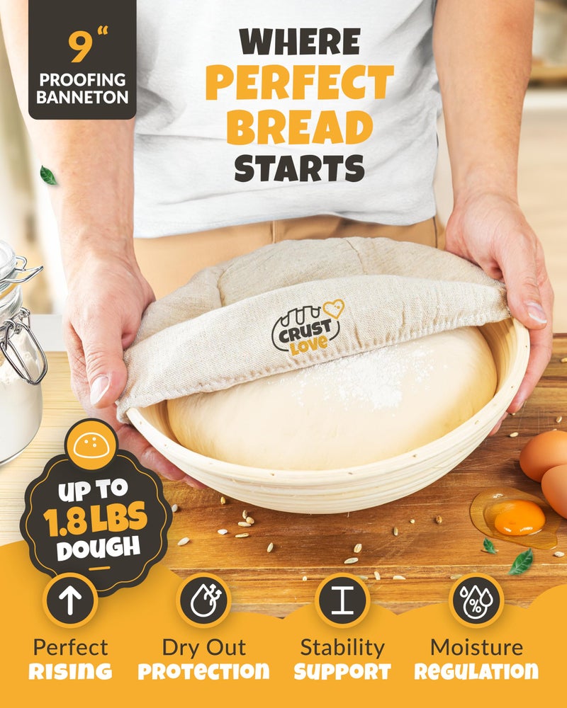 CRUSTLOVE Cast Iron Dutch Oven for Bread Baking - incl. Sourdough Bread-Baking Supplies like Banneton Bread-Proofing Basket - 5QT Bread-Oven with Lid Bread-Making Kit Pan, Pot, Sour Sough Tools, Lame - Image 4