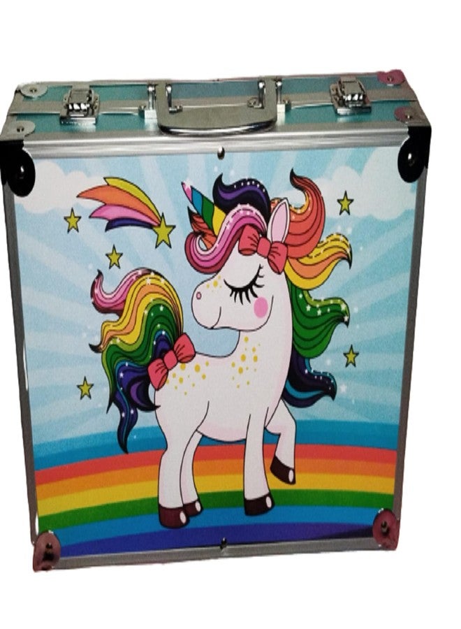 Peeplvalue Deluxe Unicorn painting colour set for Kids Art and Craft suitcase l 145 colour set Drawing and Painting Set best for Birthday Gift for Boys Girls - Image 1