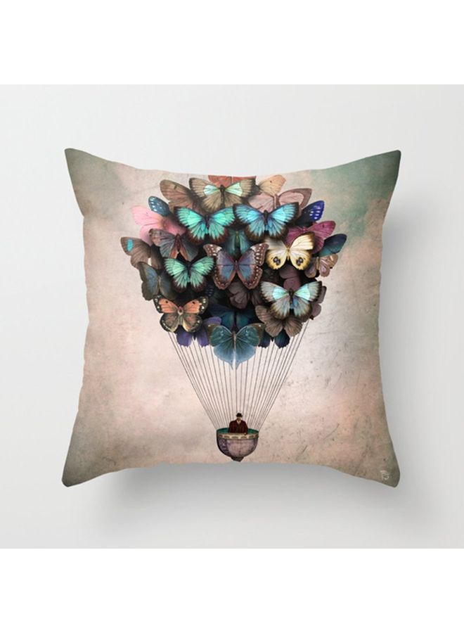 NIBEMINENT Butterfly Saves People Printed Decorative Cushion Cover Multicolour