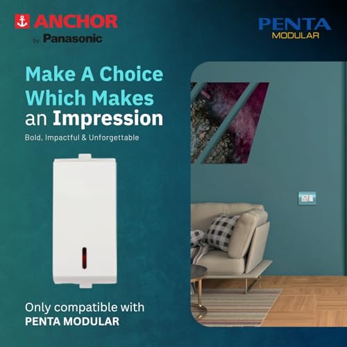 Anchor by Panasonic Penta Modular 16AX One Way Switch with Neon, 1 Module Heavy Duty Switch for Inductive Loads, Motors, Fans, Appliances (White, 65077) - Image 3