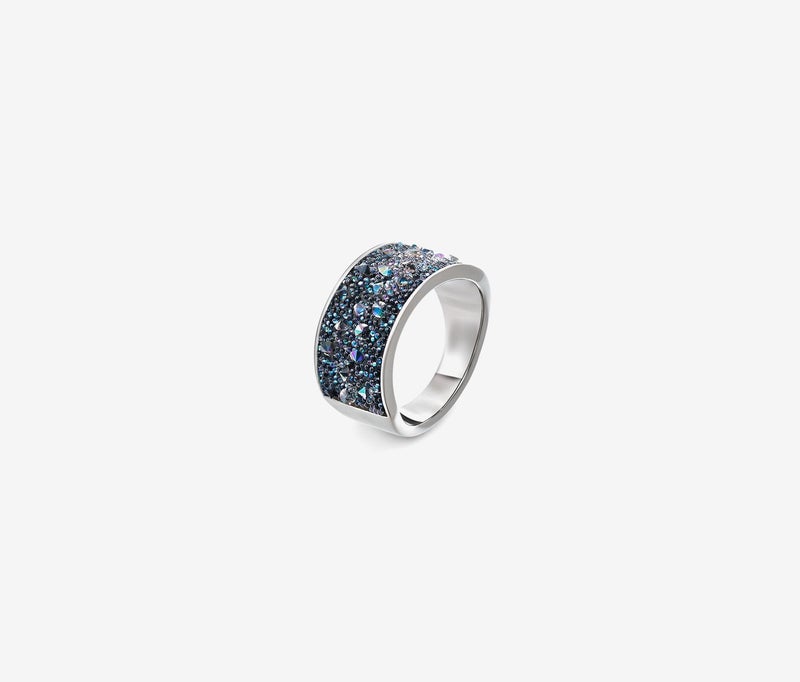 Tchibo Ring Decorated with a Glittering Crystal Insert, Silver and Blue Combo  - Image 2