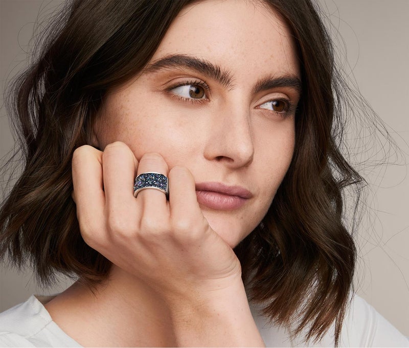 Tchibo Ring Decorated with a Glittering Crystal Insert, Silver and Blue Combo  - Image 1