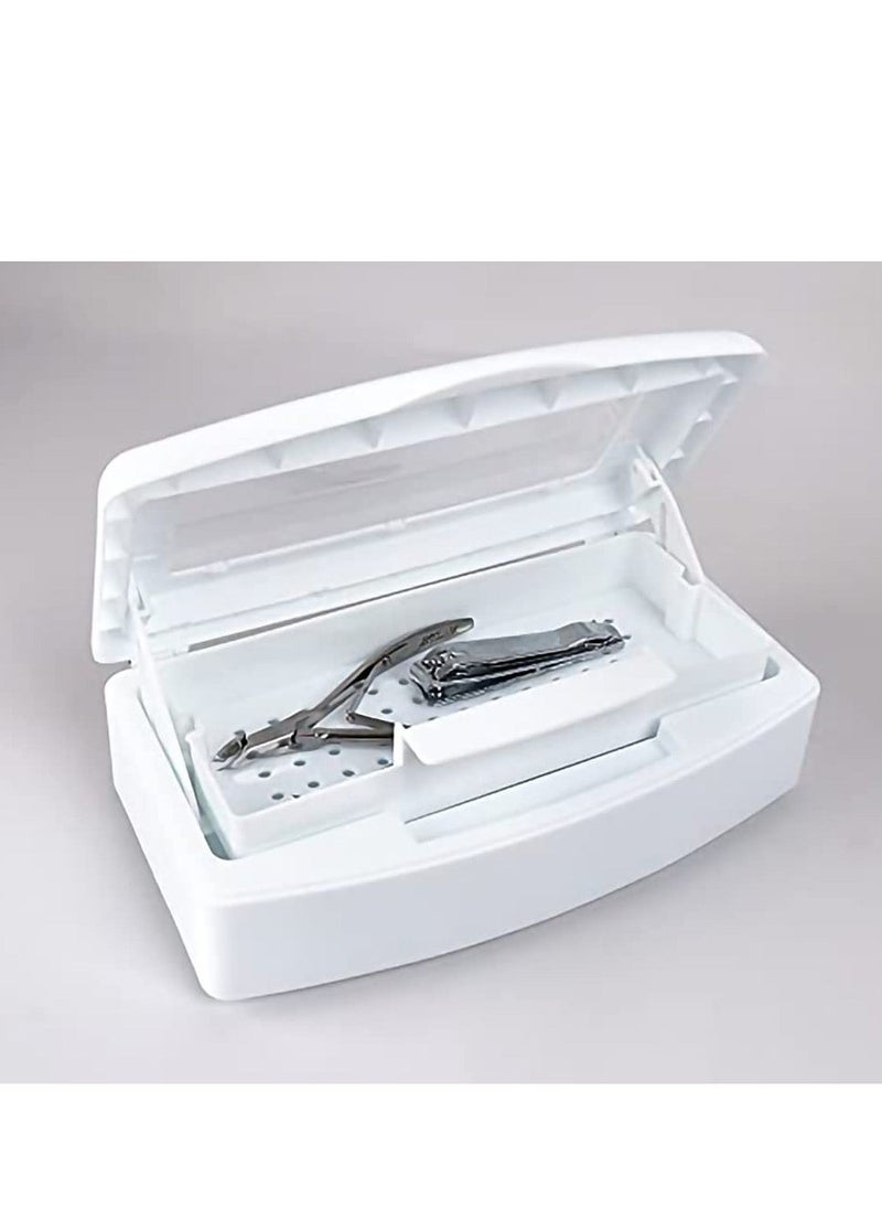 Excefore Nail Tool Sterilizer Box, Plastic Sterilizing Tray, Disinfectant Box Tool Sterilizer for Nail Implement, Tweezers, Cuticle Trimmer, Scissors, Clean Tray Storage for Nail Art Tool - Image 2
