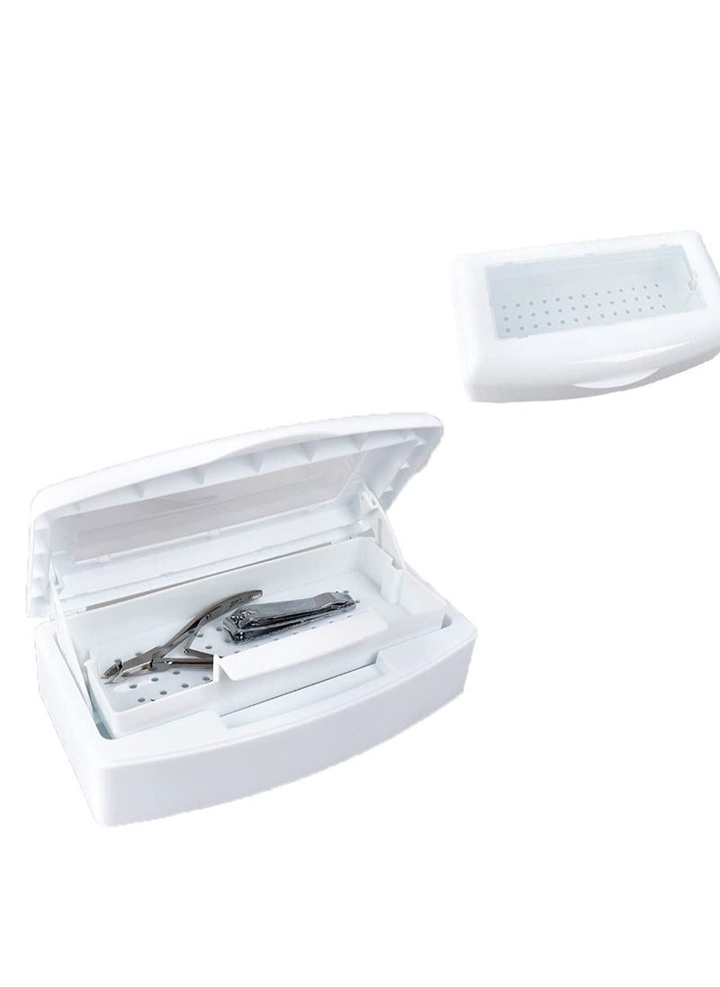 Excefore Nail Tool Sterilizer Box, Plastic Sterilizing Tray, Disinfectant Box Tool Sterilizer for Nail Implement, Tweezers, Cuticle Trimmer, Scissors, Clean Tray Storage for Nail Art Tool - Image 1