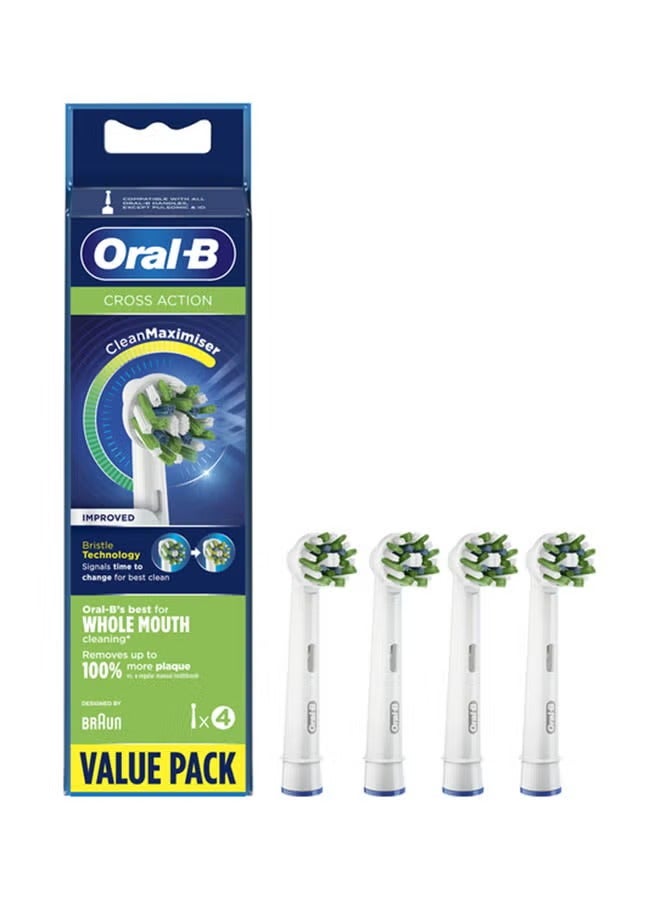 Oral-B 4-Piece Cross Action Replacement Brush Heads White - Image 1