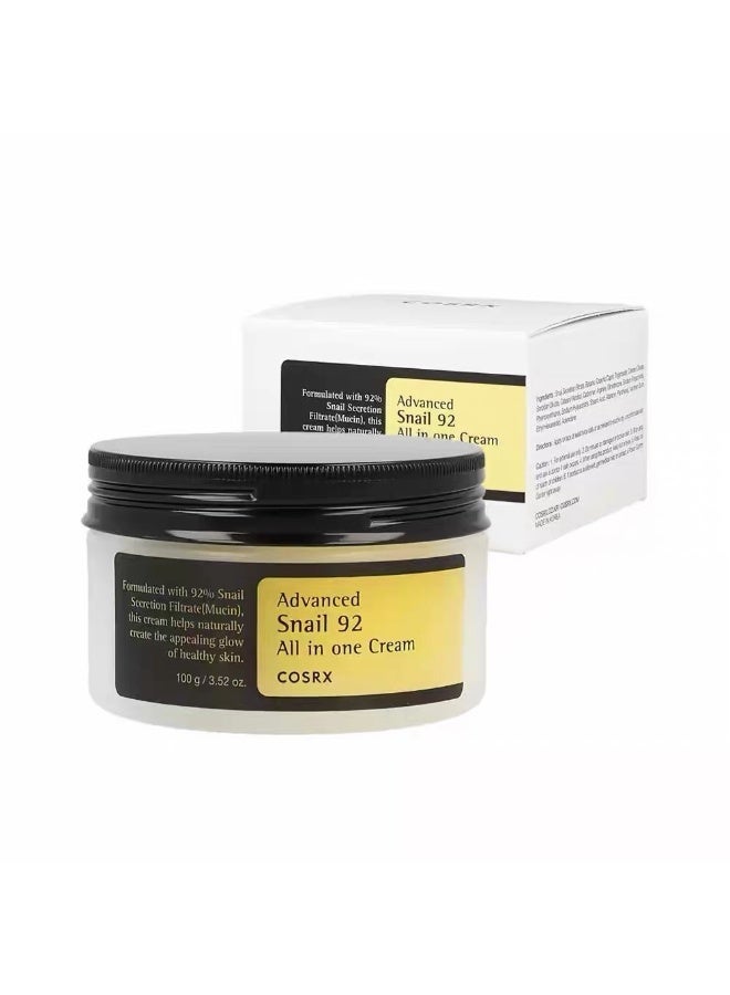 COSRX Official Advanced Snail 92 Mucin All In One Cream Intense Hydration Soothing Repair Daily Face Moisturizer Sensitive Skin Friendly 100grams - Image 1