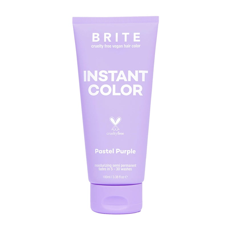 BRITE Vegan Instant Color - Semi-Permanent Hair Color, Nourishing Formula Lasts 5-30 Washes - Perfect for Pre-Lightened & Blonde Hair - Temporary Dye for Women & Men (Pastel Purple, 3.38 Fl Oz) - Image 1
