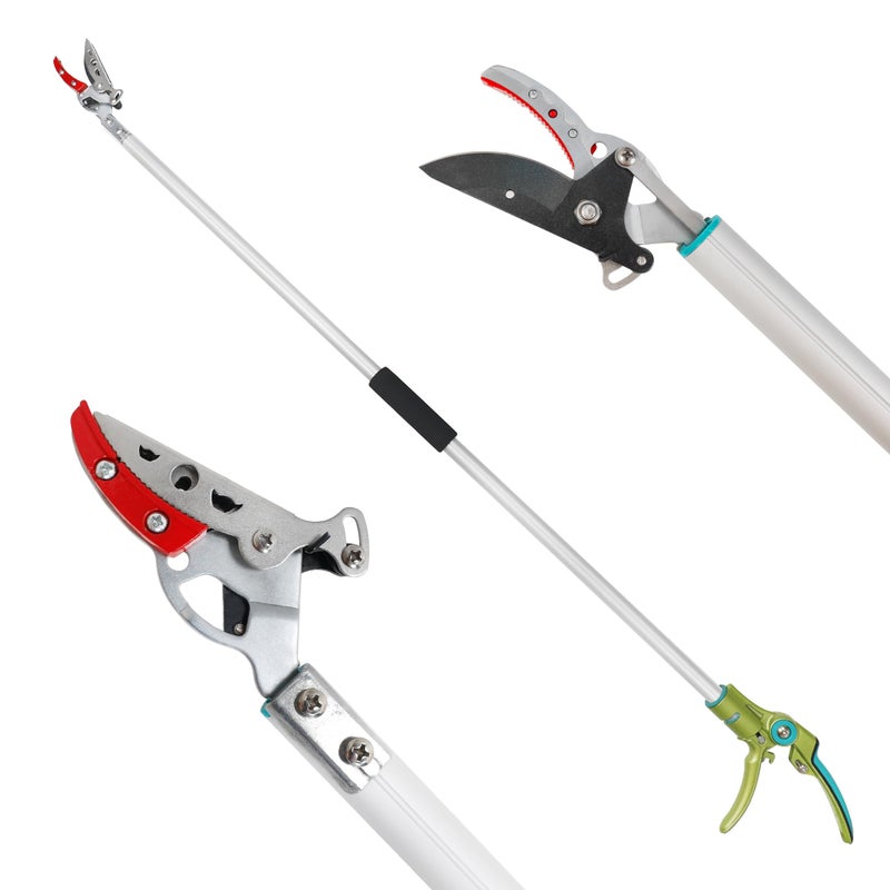 GARTOL Cut & Hold Pole Pruner, 4.2 FT Lightweight Fruit Picker with 180Â° Rotating Handle, SK5 Steel Blade Cuts up to 1/2 Inch, Long Reach Garden Tree Trimmer & Branch Cutter for Shrubs, Bushes - Image 1