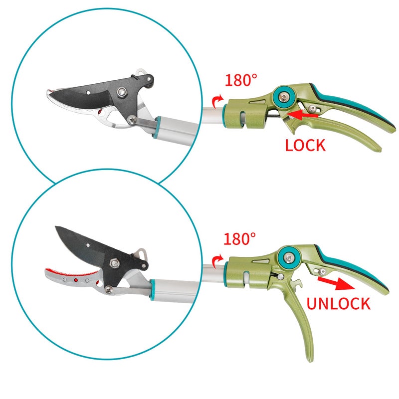 GARTOL Cut & Hold Pole Pruner, 4.2 FT Lightweight Fruit Picker with 180Â° Rotating Handle, SK5 Steel Blade Cuts up to 1/2 Inch, Long Reach Garden Tree Trimmer & Branch Cutter for Shrubs, Bushes - Image 3