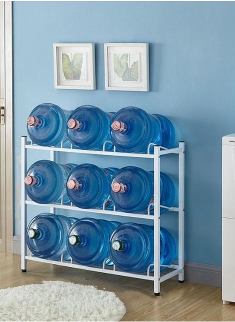 3-Tier Water Bottle Holder, 5 Gallon Cooler Jug Rack For 9 Bottles Heavy Duty Storage Rack, Detachable 441W Carbon Steel